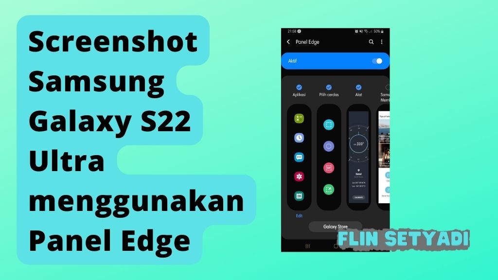 Screenshot Samsung Galaxy S22 Ultra menggunakan Panel Edge