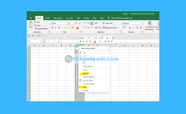 Menyembunyikan atau Menghapus Kolom Excel yang Tidak Digunakan